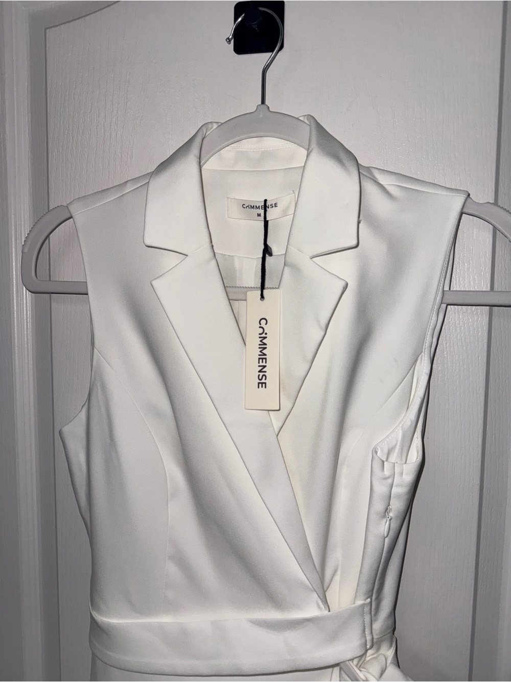 Commense Off White Sleeveless Blazer Wrap Dress - Picture 3 of 5